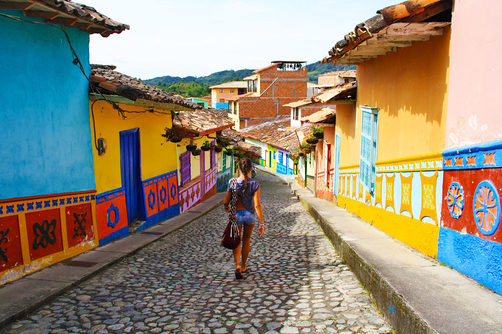 Guatape town colorful houses