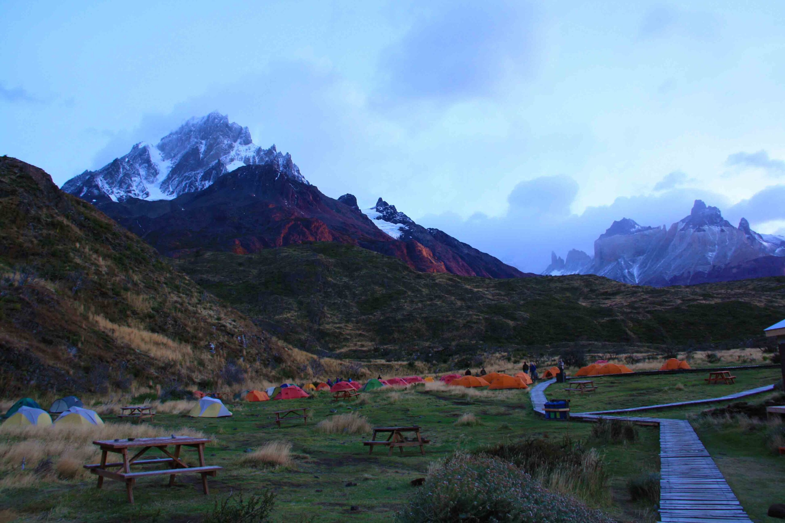 campground Paine Grande in Torres del Paine National Park Chile