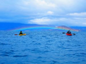 Rainbow view kayaking marble caves