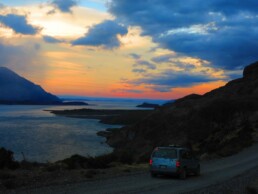Roadtrip in Patagonia South America during sunset