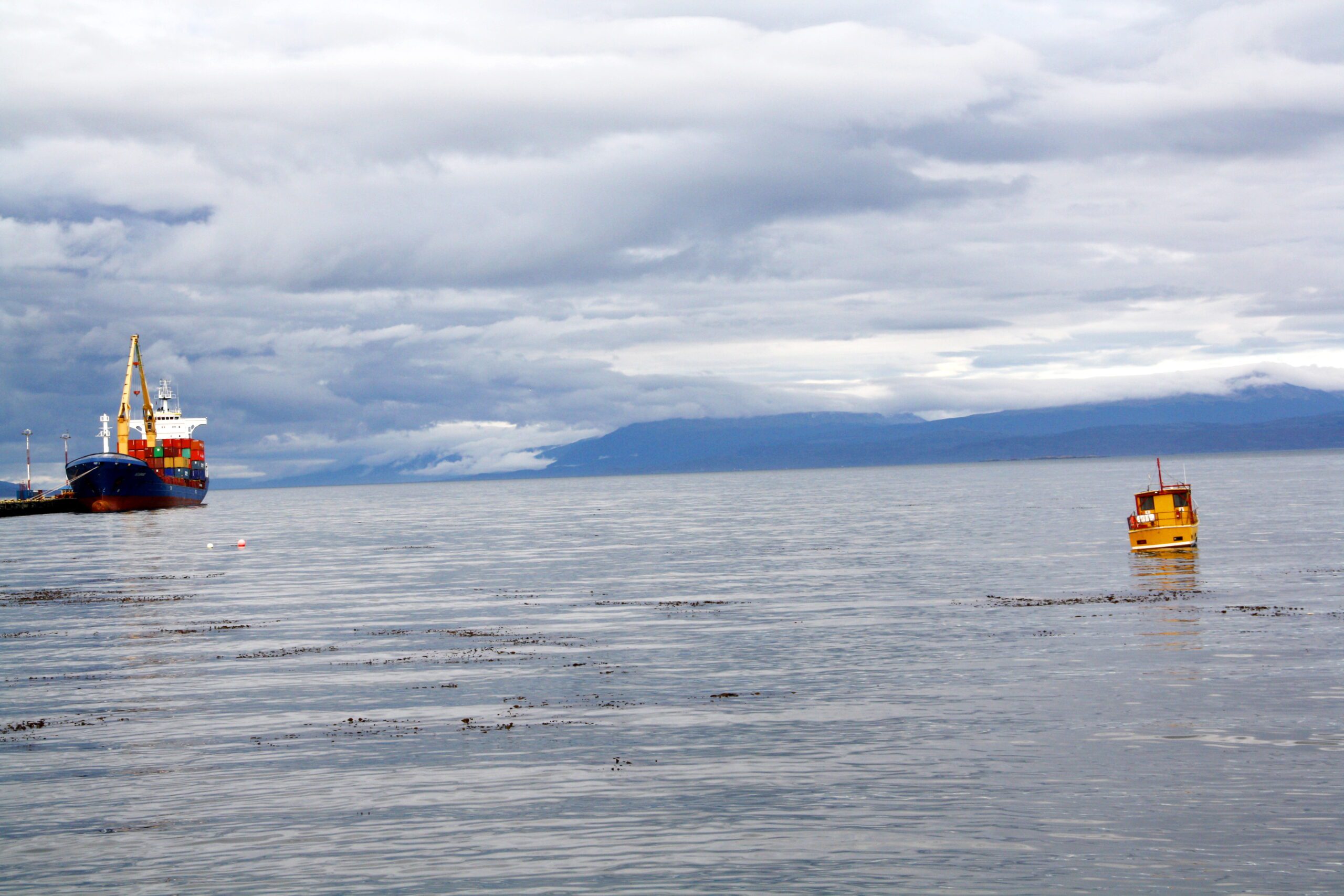 Fishing boats in Ushuaia Bay Argentina