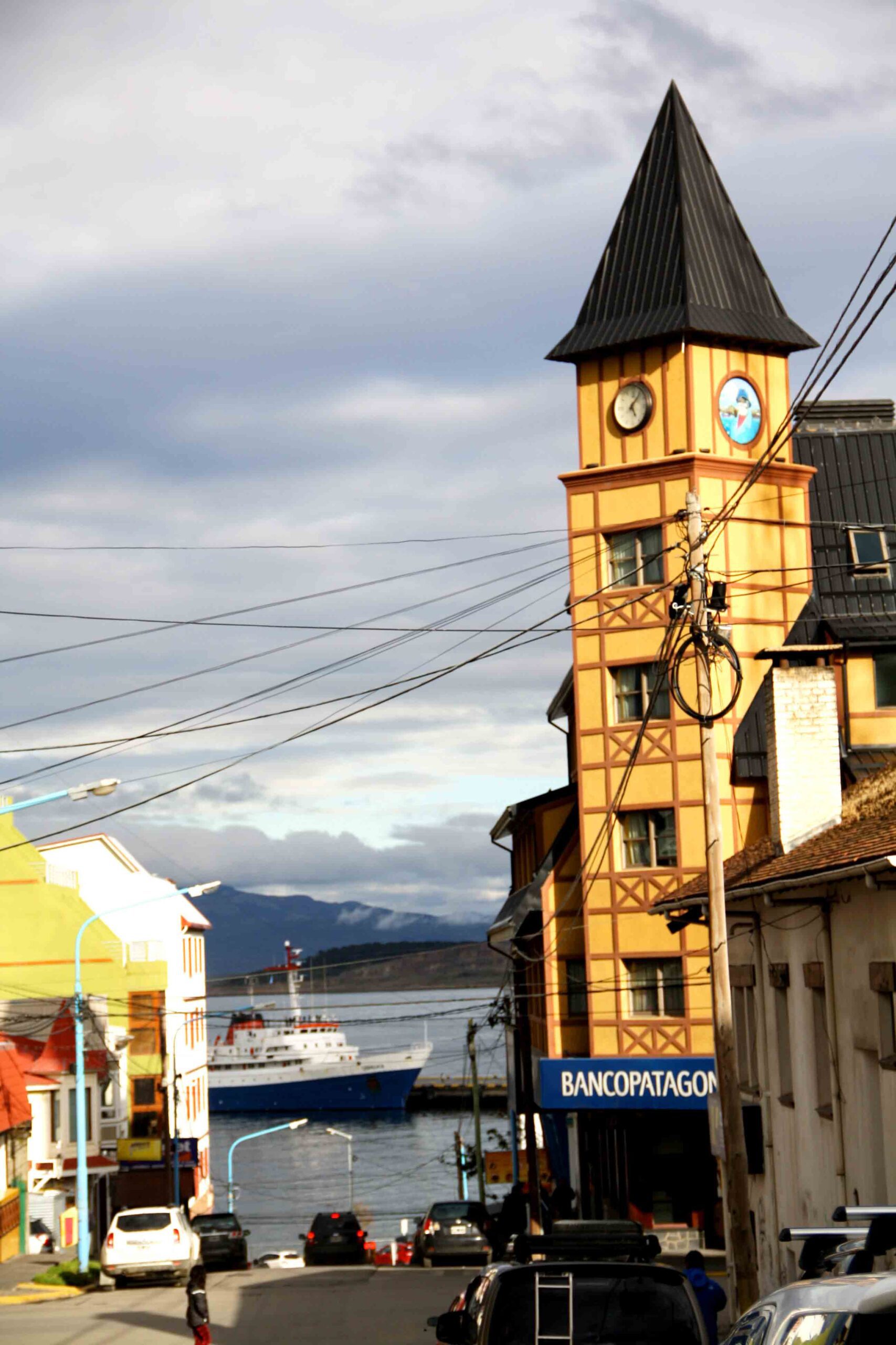 Clock tower in Ushuaia Argentina