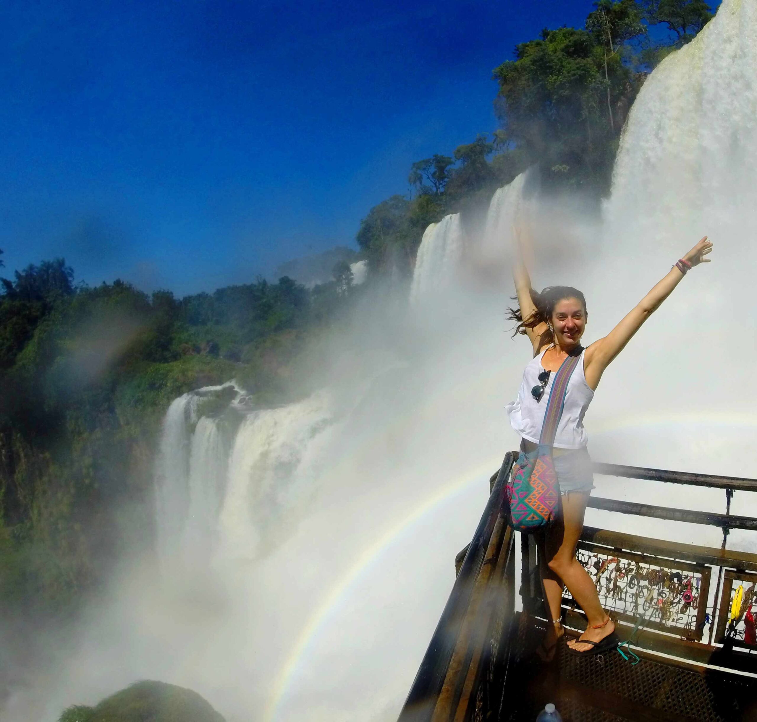 waterfall rainbow iguazu falls