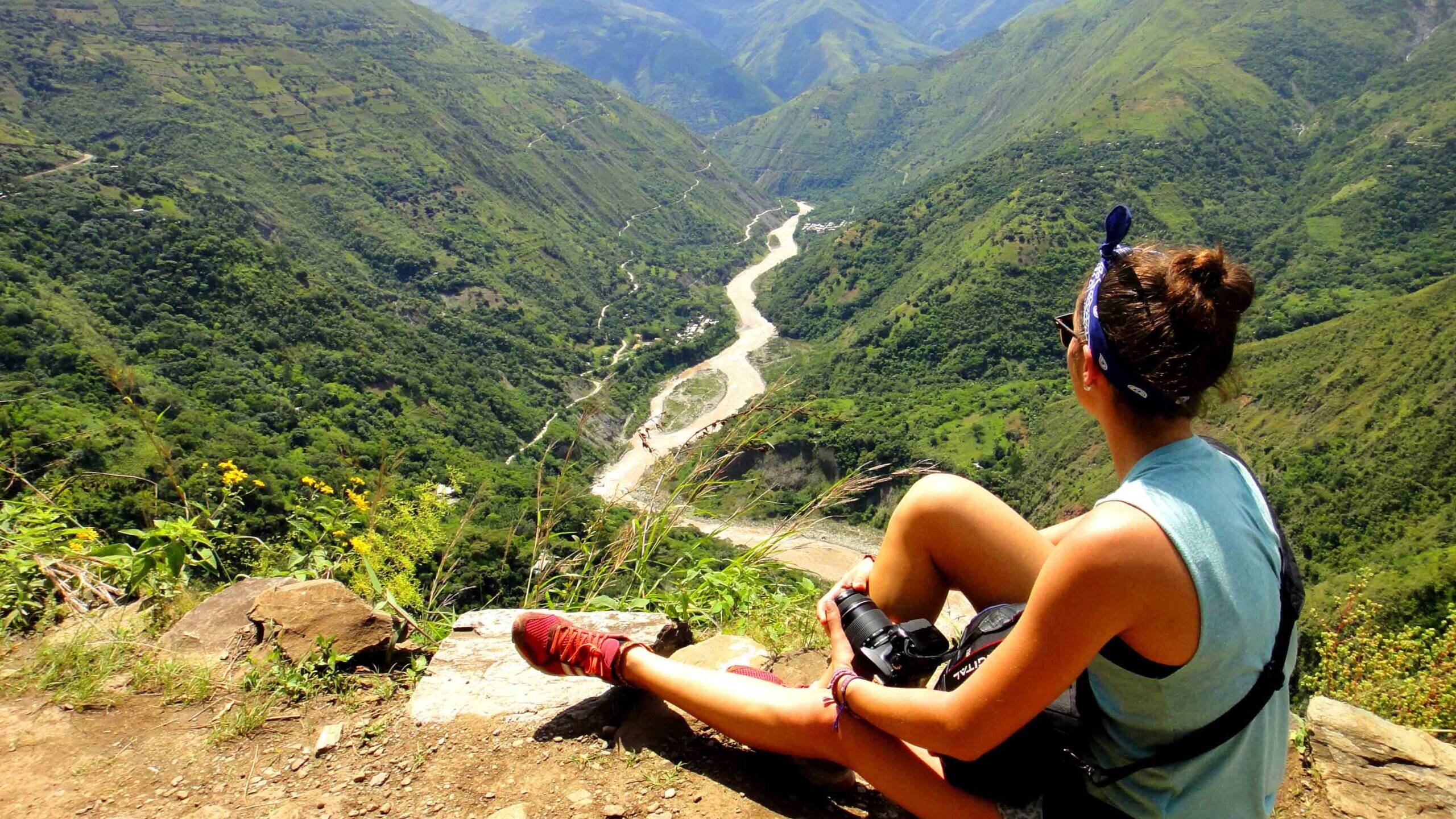 view mountains river inca jungle trail