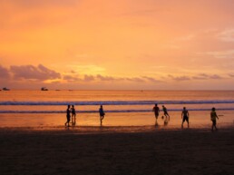 sunset soccer game on the beach in Ecuador