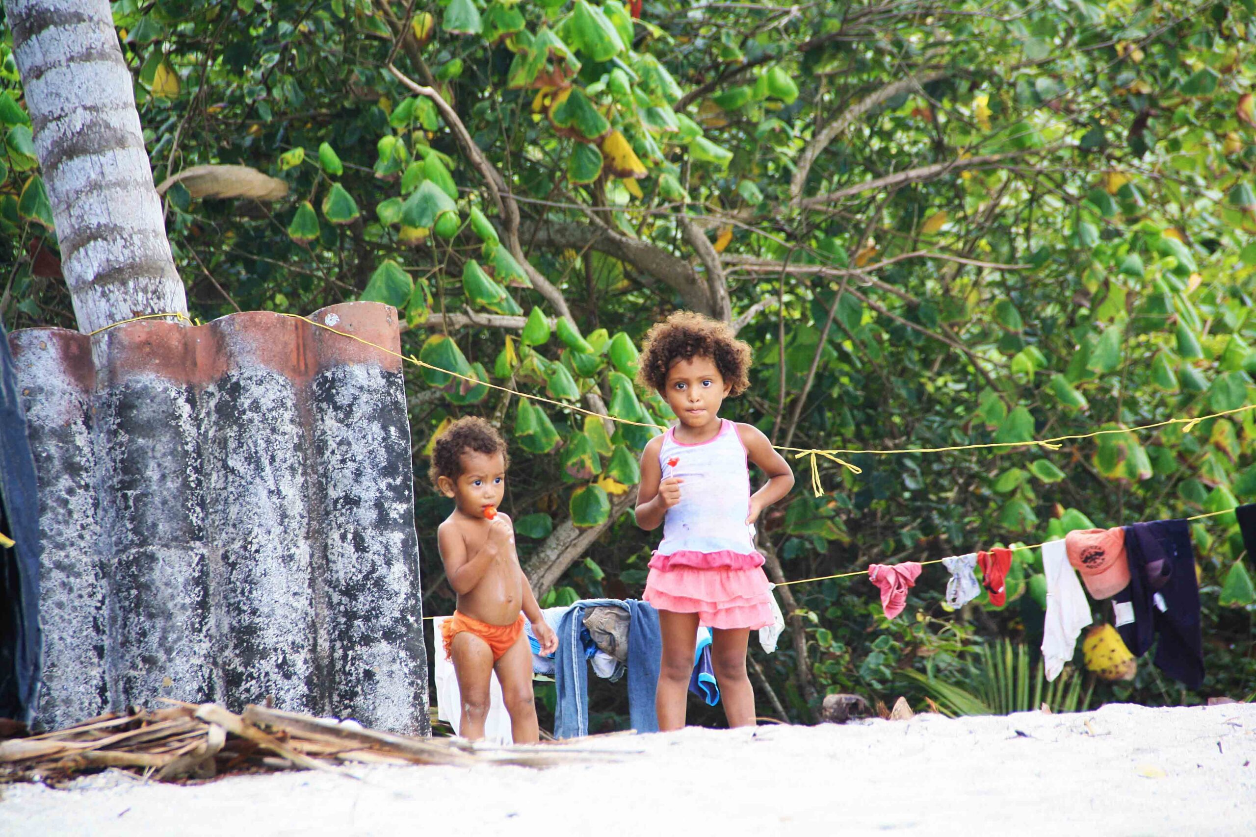 Local children at the Caribbean Coast of Colombia