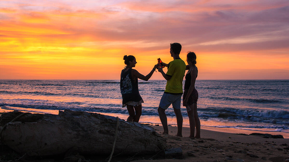 sunset beers at Punta Gallinas beach in La Guajira Colombia