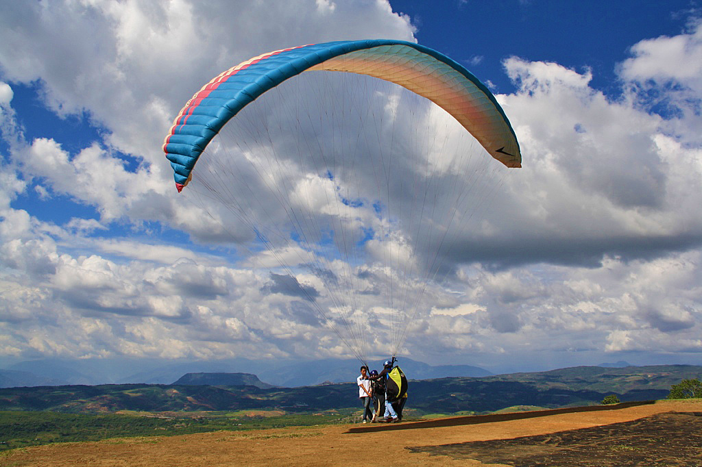 Paragliding over the Chicamocha canyon in San Gil Colombia