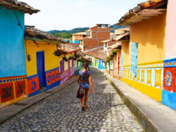 Guatape town colorful houses