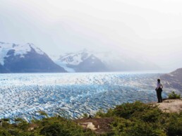 view glacier grey trekking torres del paine chile