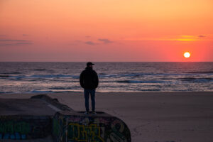 Sunset on the beach of Seignosse