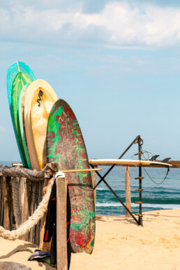 Surfboards at Plage les Casernes in Seignosse