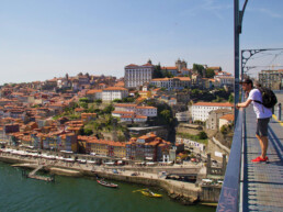 porto city view dom luis bridge portugal