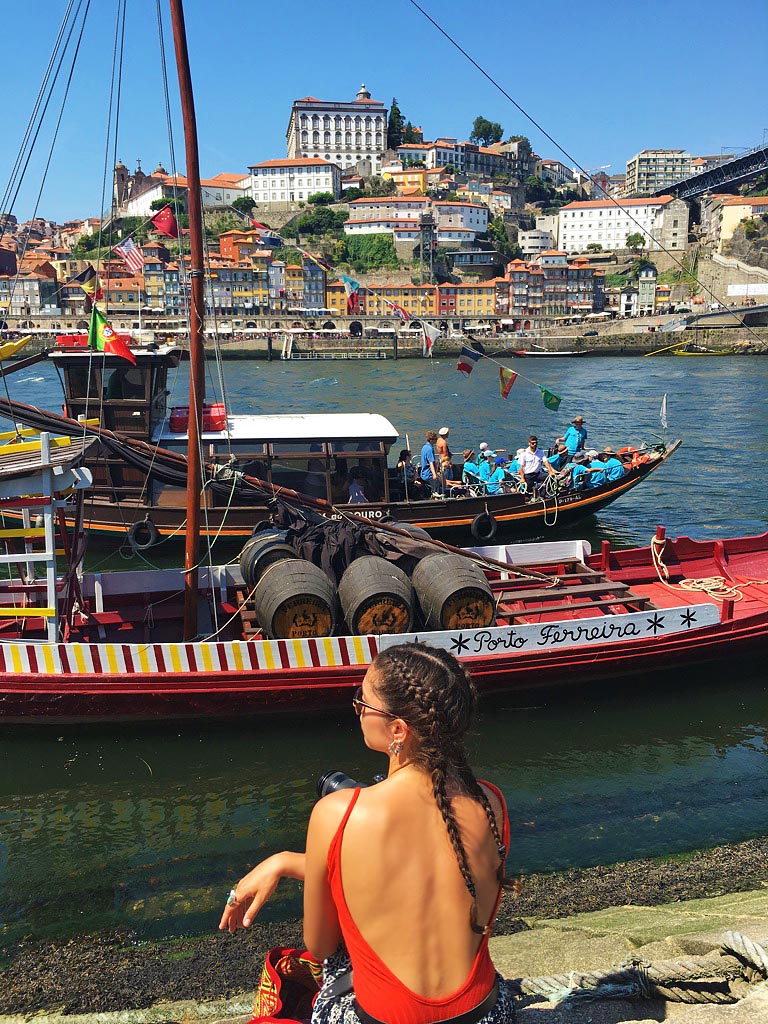 porto ribeira river view douro port boats gaia portugal