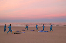sunrise surf lesson warming up praia do cabedelo portugal no riding no life