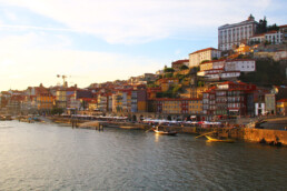 sunset porto city ribeira portugal river douro