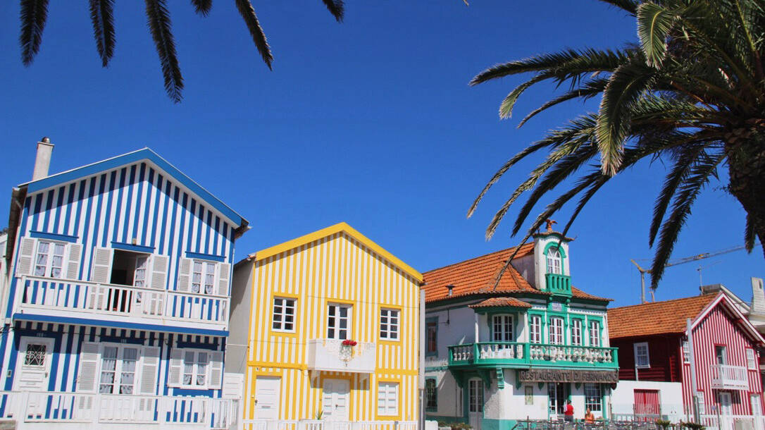 costa nova colorful tiles houses portugal