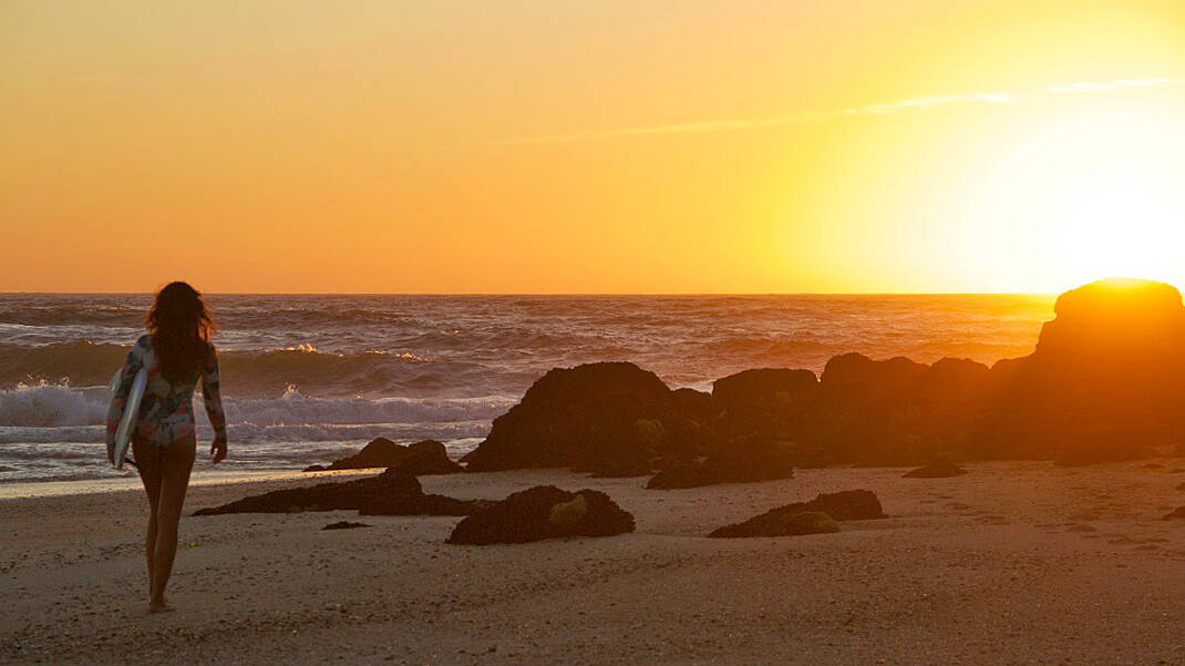 sunset surf beach ocean costa nova portugal