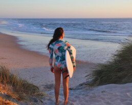 sunset surf session at costa nova beach portugal