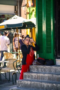Tango dancer in the streets of La Boca Buenos Aires