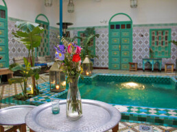 flowers swimming pool riad be marrakech morocco