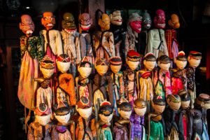 Wayan puppets at jl Surabaya antique market in Jakarta
