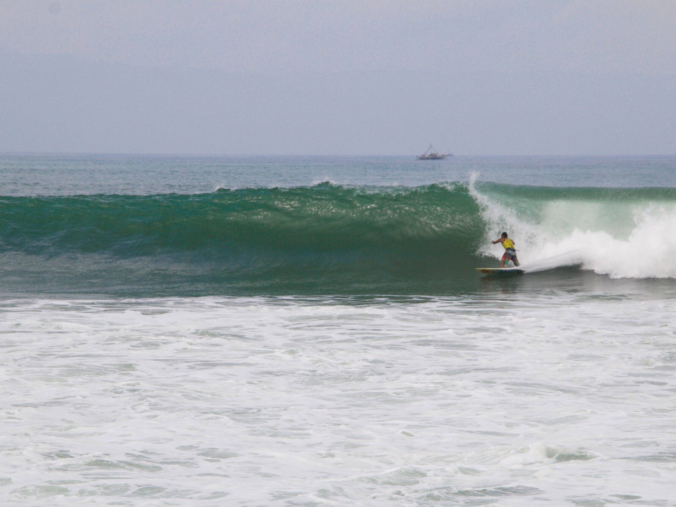 surfing cimaja waves in Java indonesia