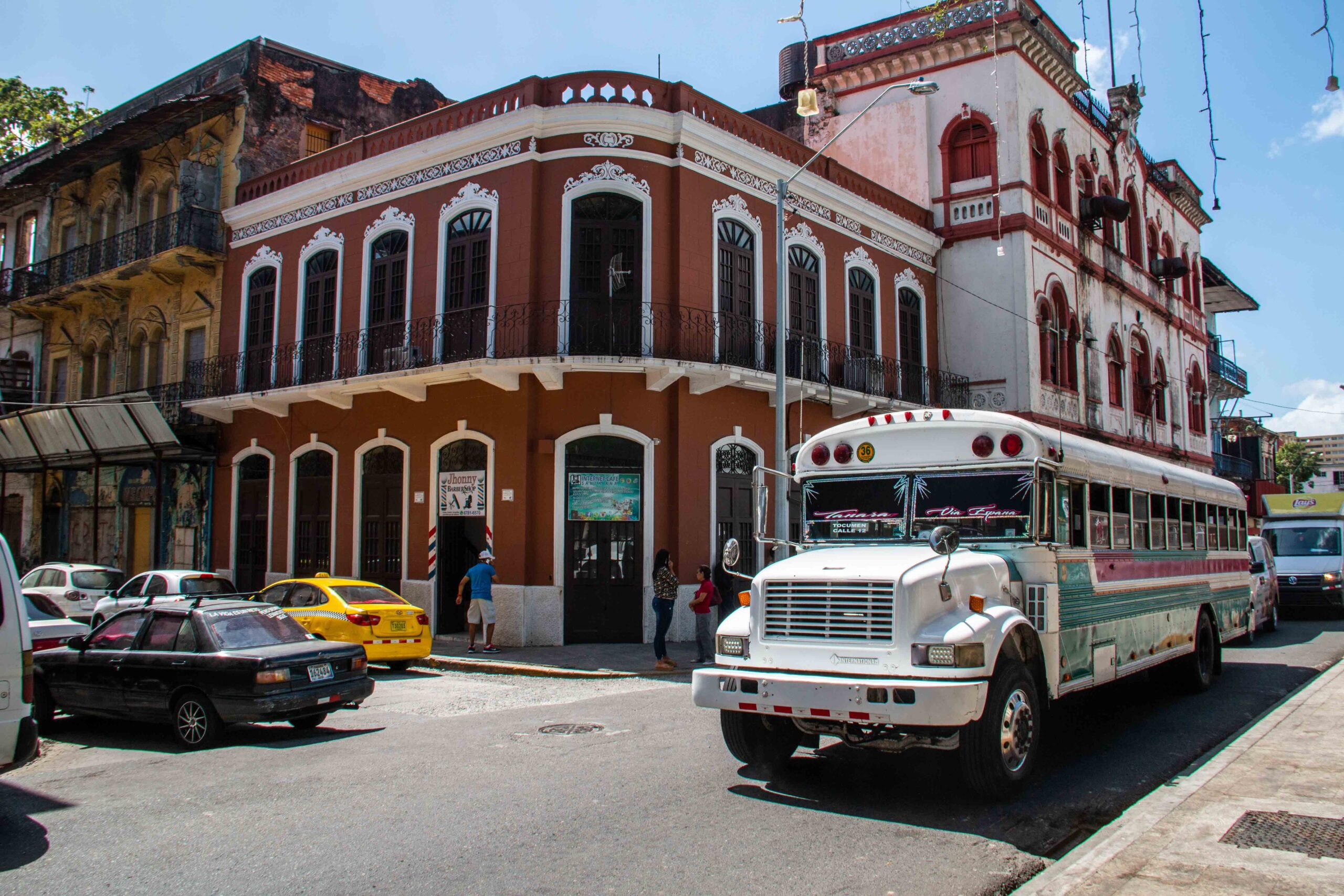 bus streets Casco Viejo Panama City