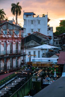 Lazotea rooftop bar Panama City sunset