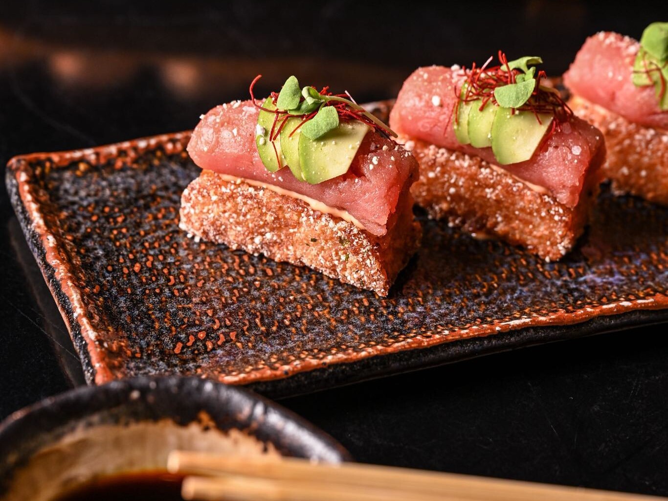 Tuna crispy rice at Brutto Restaurant in Panama City