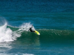 Surfer at Panga Drops at Playa Colorado in Nicaragua