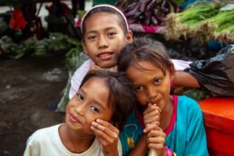 Girls on a market in Borneo