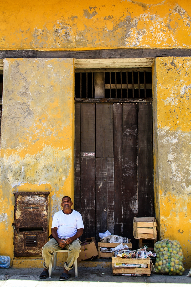 Man on the streets of Cartagena Colombia