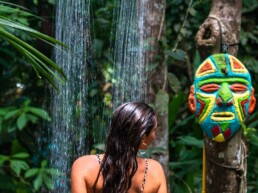 Outdoor shower at Congo Bongo hotel in Costa Rica