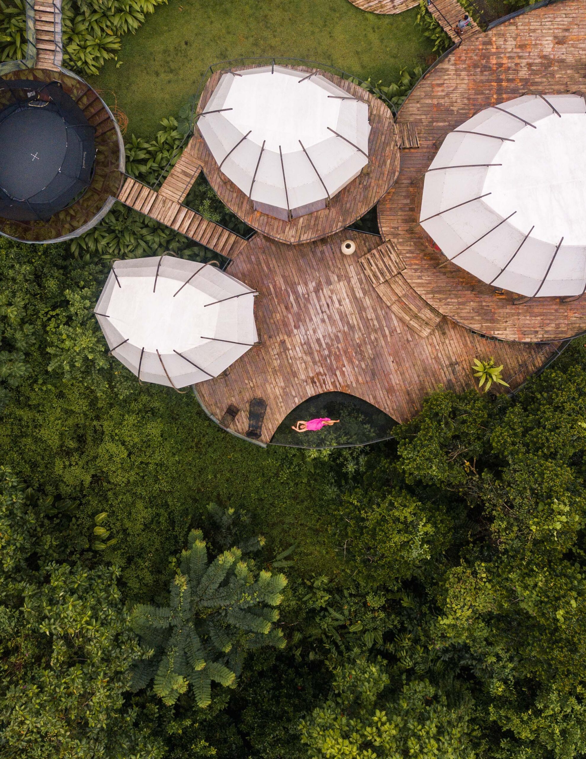 Drone view of Coco Pods at Art Villas Costa Rica