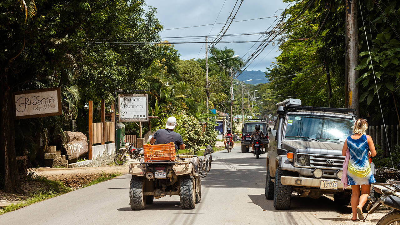 Main street of Santa Teresa in Costa Rica