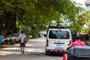 Surfers in the streets of Santa Teresa Costa Rica