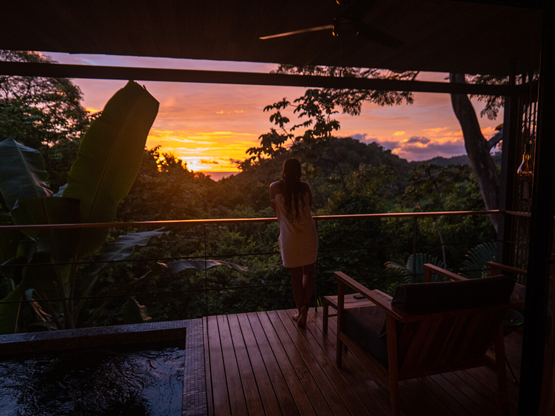 Sunset view at Studio Moss of The Green House in Santa Teresa