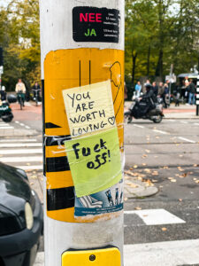 Traffic light stickers in Amsterdam