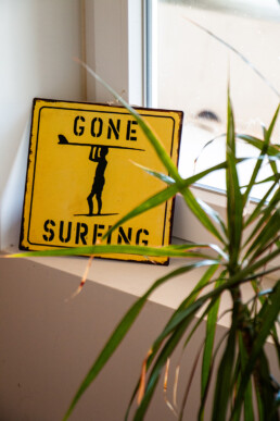 Gone surfing sign at The Peak House in Sintra