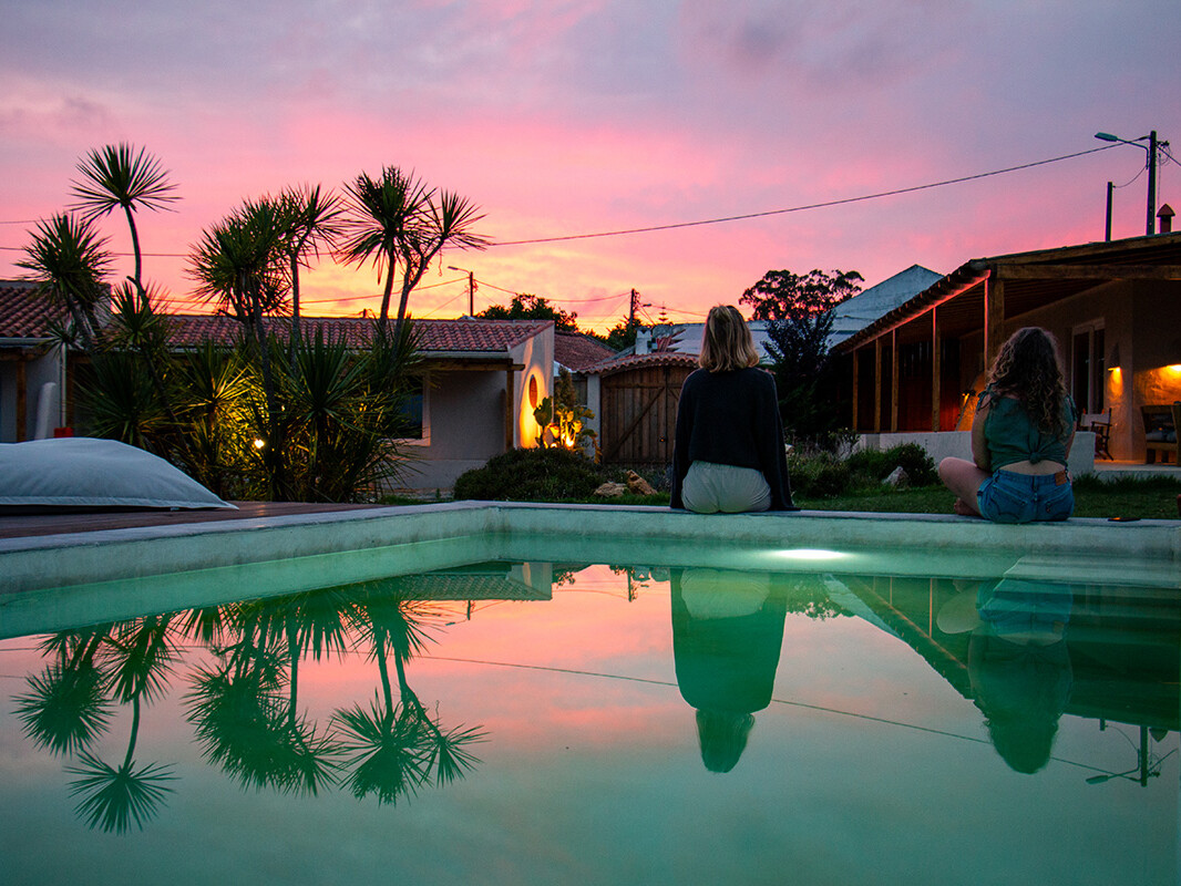 Sunset by the pool at The Peak House in Sintra