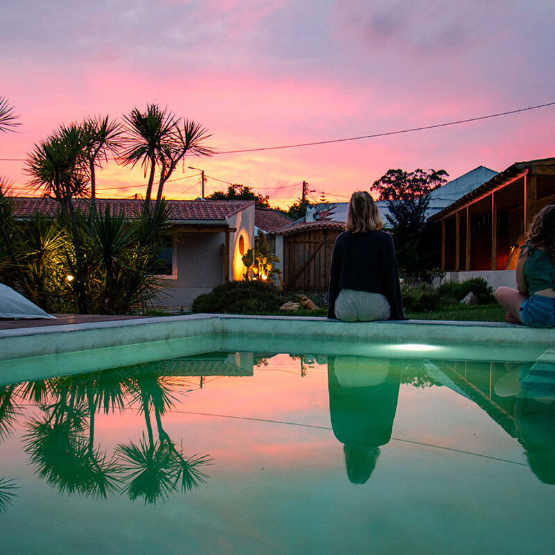 Sunset by the pool at The Peak House in Sintra