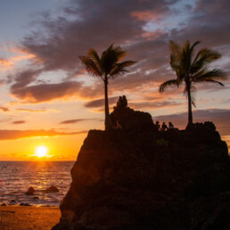 Sunset view with palmtrees during Mokum Surf Club Costa Rica retreat