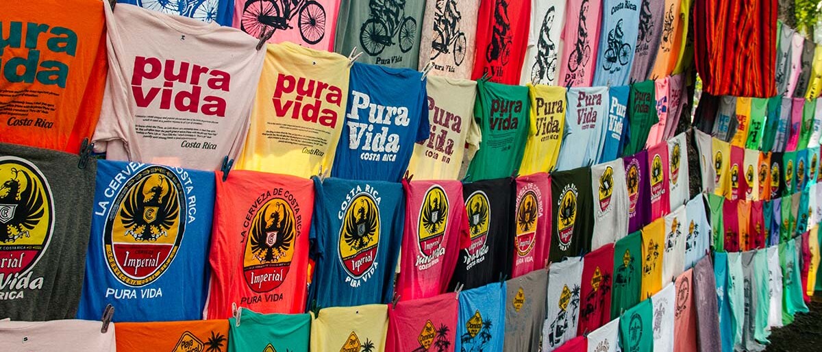 T-shirts on market in Dominical in Costa Rica