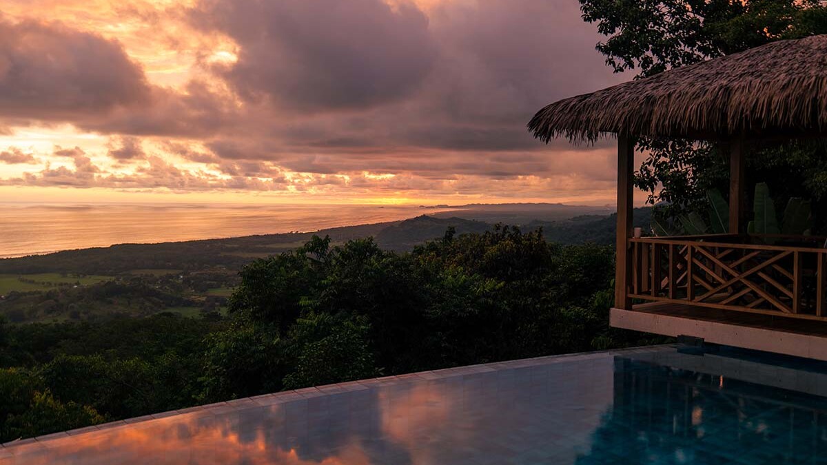 Sunset view from Lapazul Boutique Hotel in Dominical Costa Rica