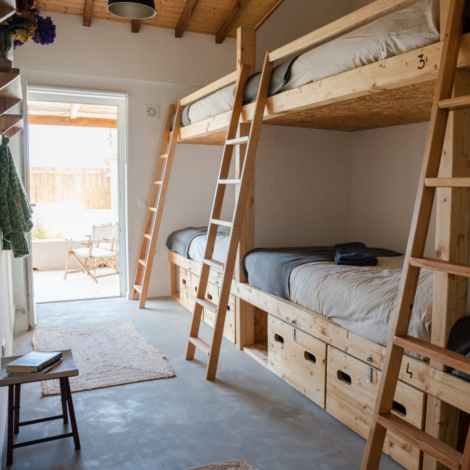Shared room during Mokum Surf Club retreat in Portugal