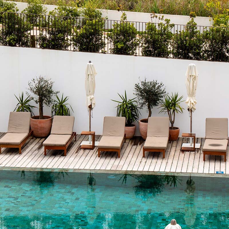 Swimming pool at luxury surf escape Aethos Ericeira in Portugal