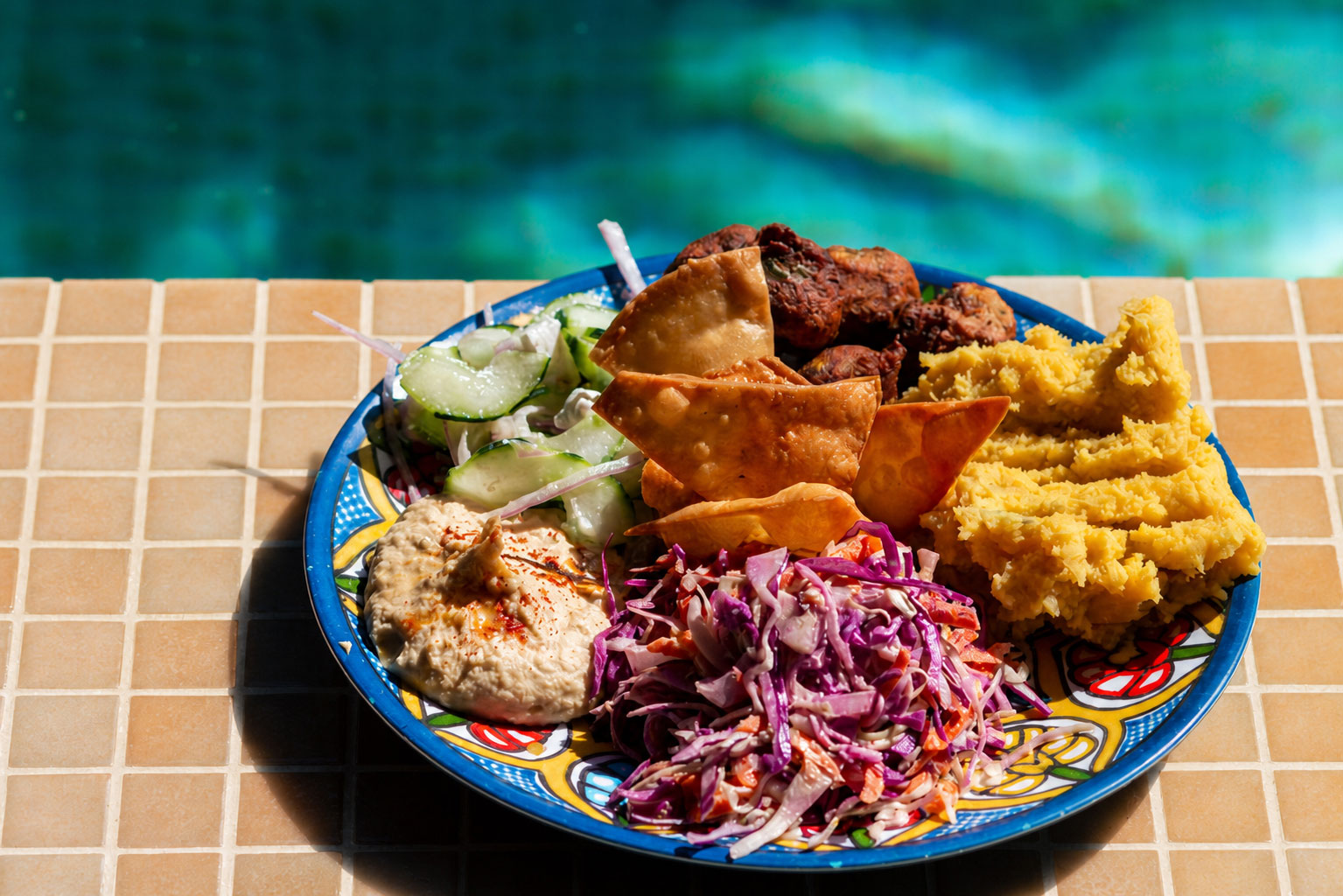 A spread of fresh food on the table at the retreat house in Costa Rica