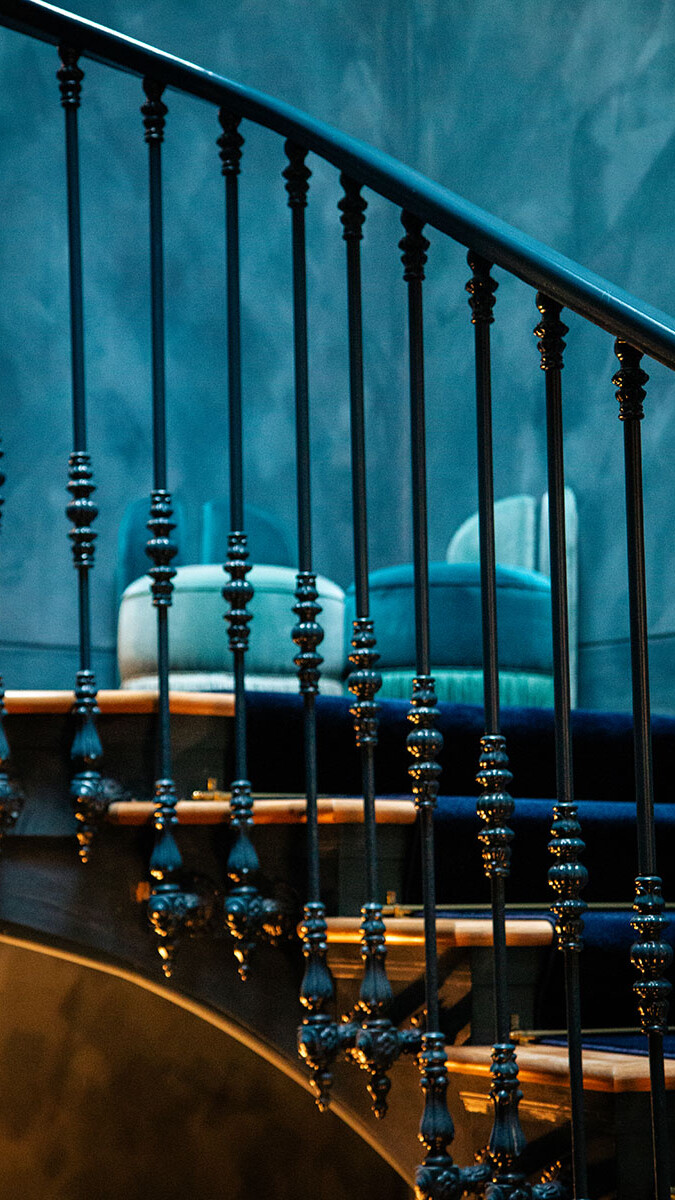 Details of the stair case in the lobby of Montebelo Vista Alegre hotel in Lisbon