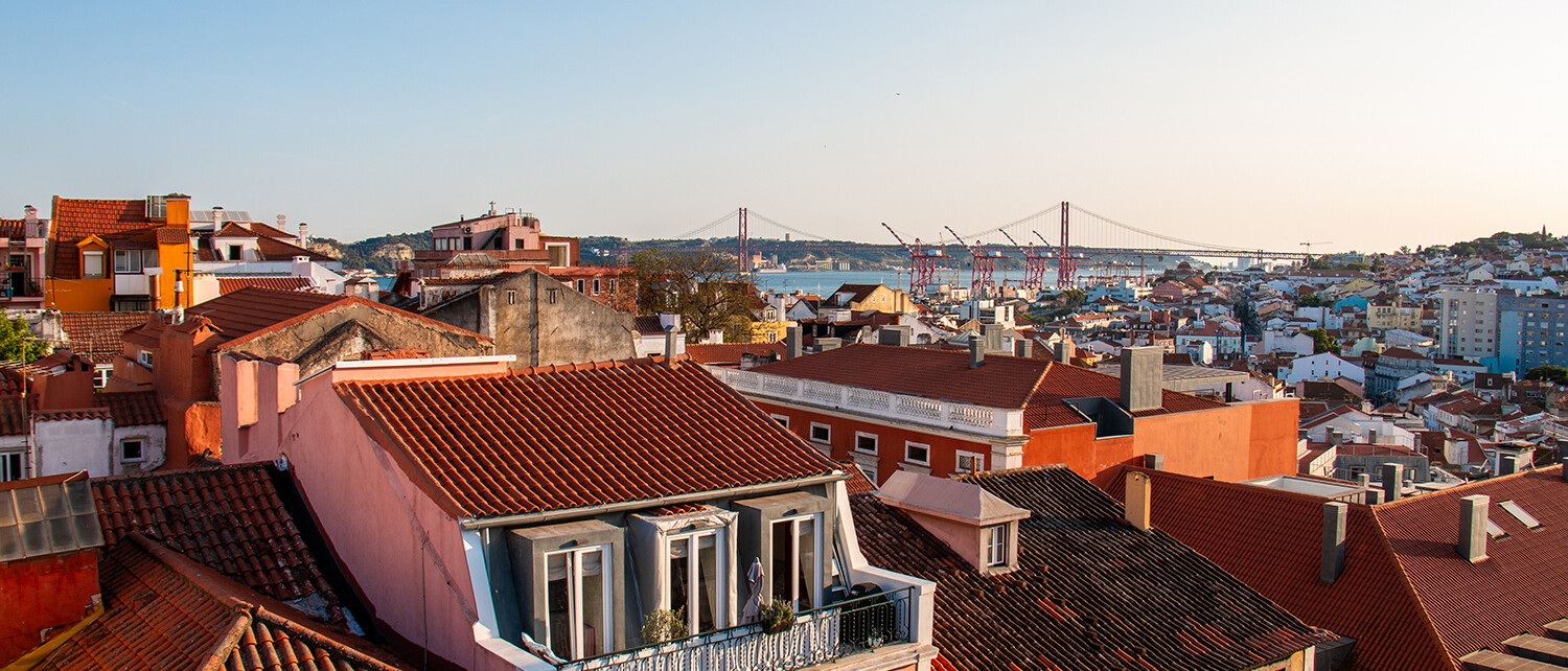 View over Lisbon city from Park Bar rooftop